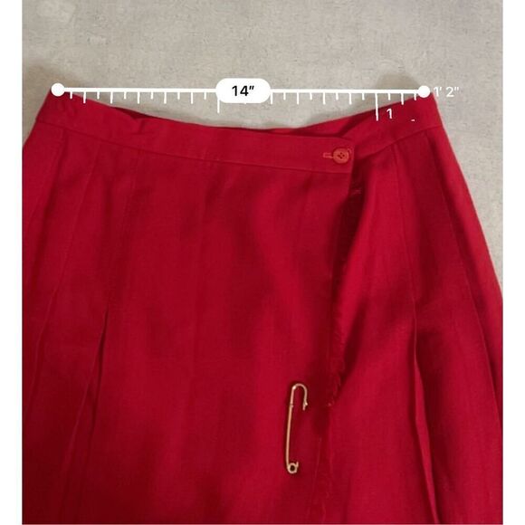 Women’s 100% Wool Red Vintage Midi Skirt - Picture 6 of 7